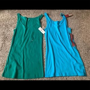 Long and Lean Tank Tops Teal and Blue